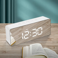 Alarm Clock Digital Led Mirror Desk Silver