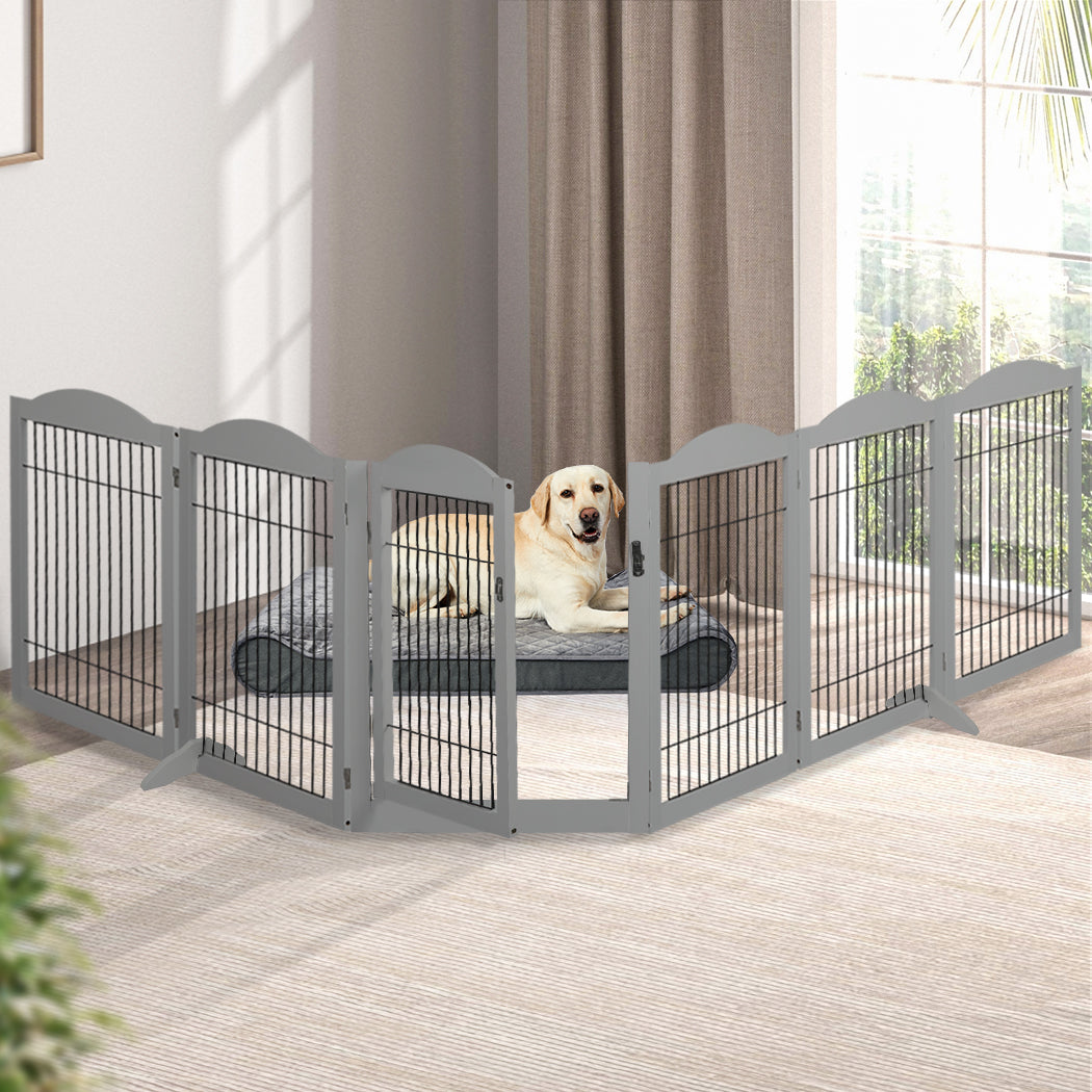 PaWz 6 Panels Pet Dog Playpen Puppy Grey