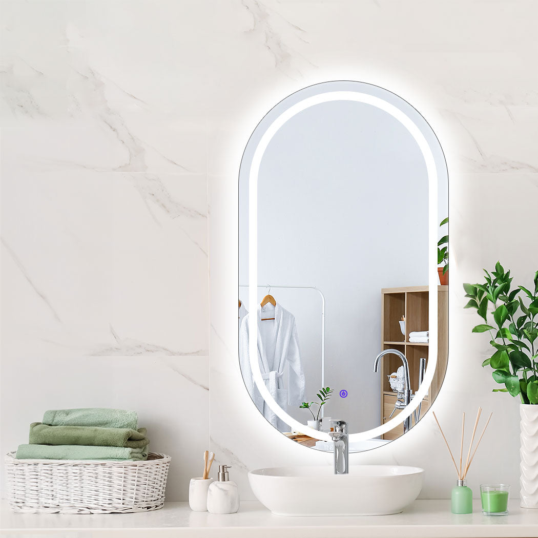 EMITTO LED Wall Mirror Oval Anti-fog 50x75cm