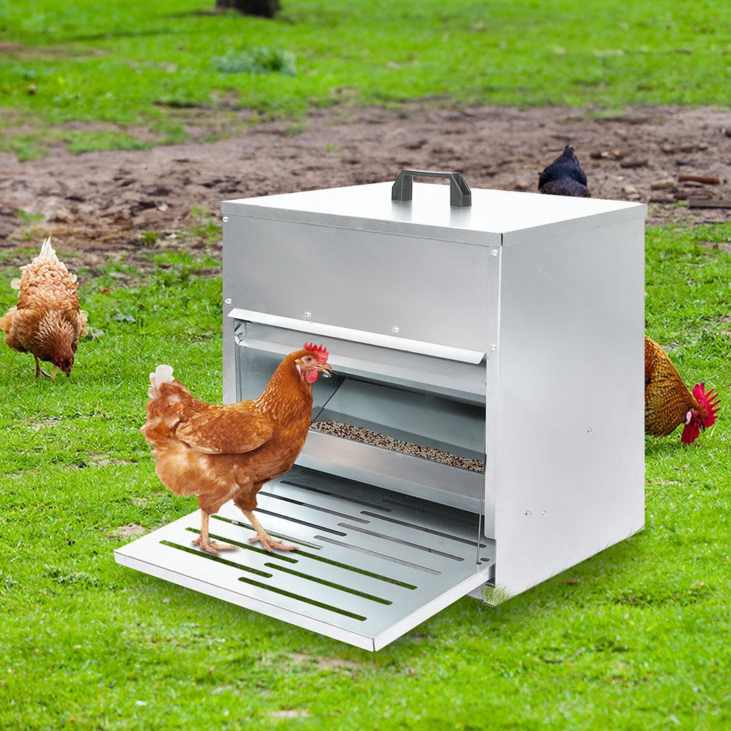 PaWz 10KG Auto Chicken Feeder Dispenser Galvanised Steel-1942353692590215174