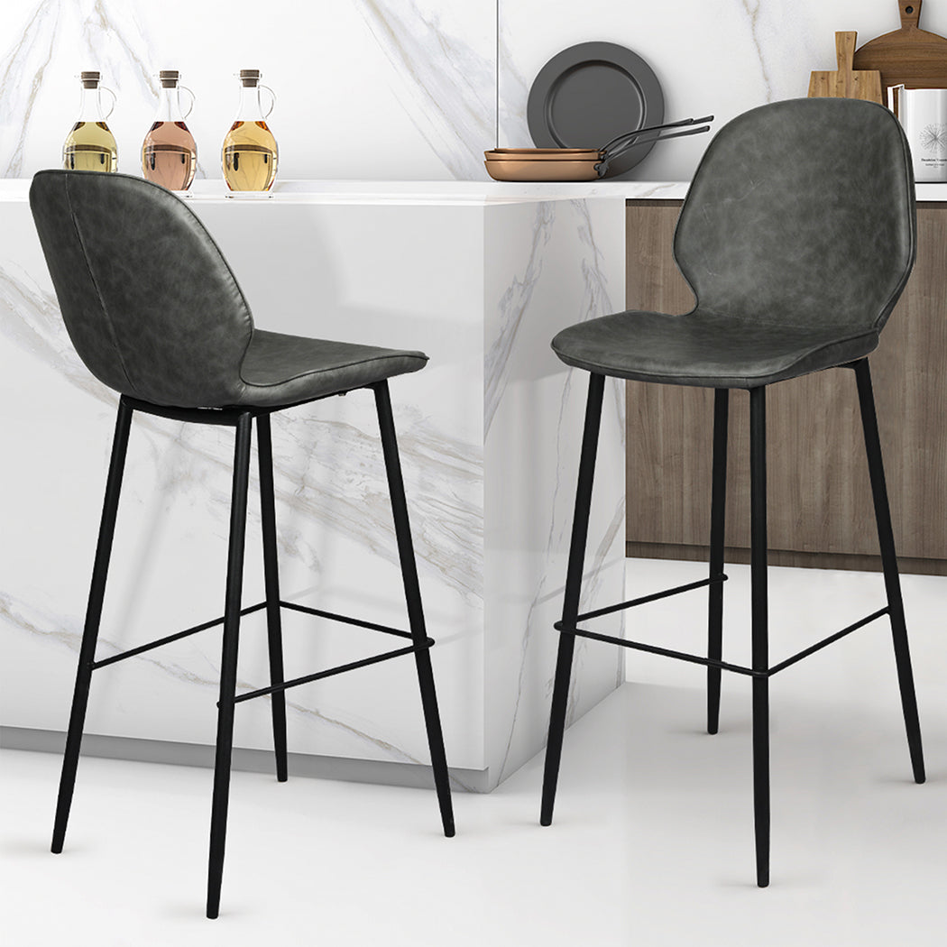 Levede 2x Bar Stool Barstools Counter Grey