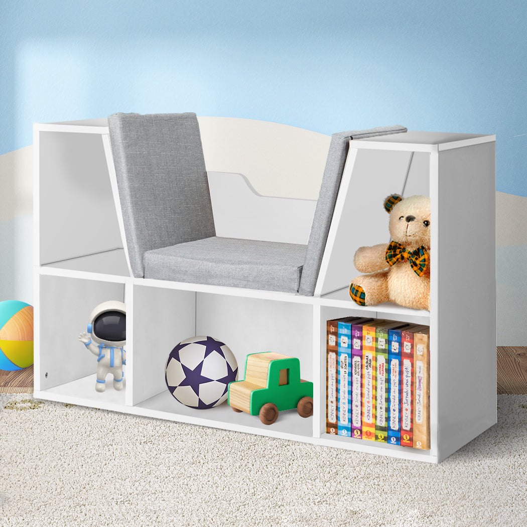 Levede Kids Bookcase Toys Box Shelf White