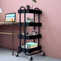 Levede 4 Tiers Kitchen Trolley Cart Black