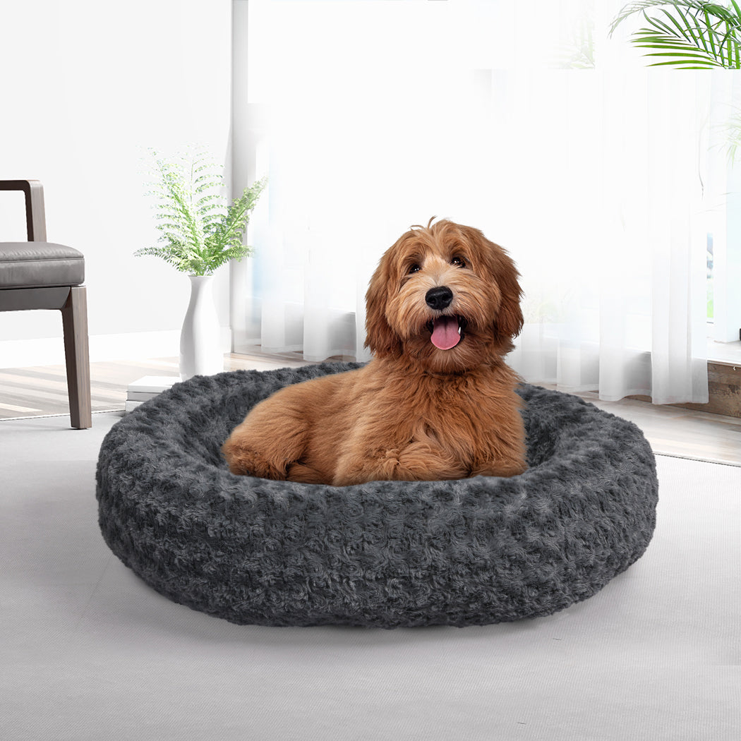 PaWz Calming Dog Bed Warm Soft Plush M Dark Grey Medium-1942352744815923206