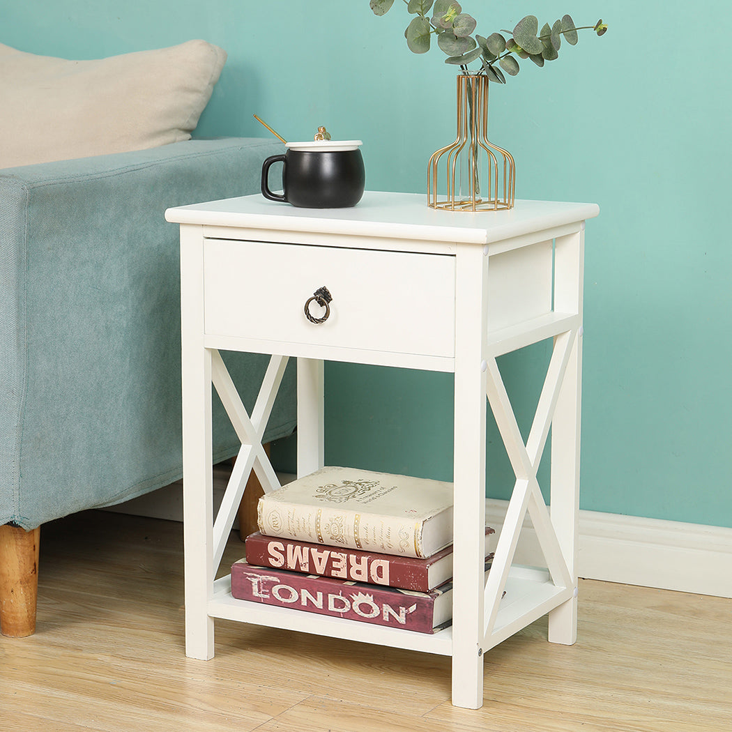 Levede 2x Bedside Tables Drawers Side