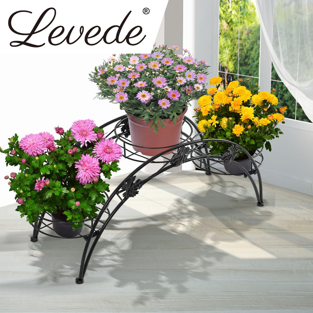 2X Plant Stand Outdoor Indoor Metal Black