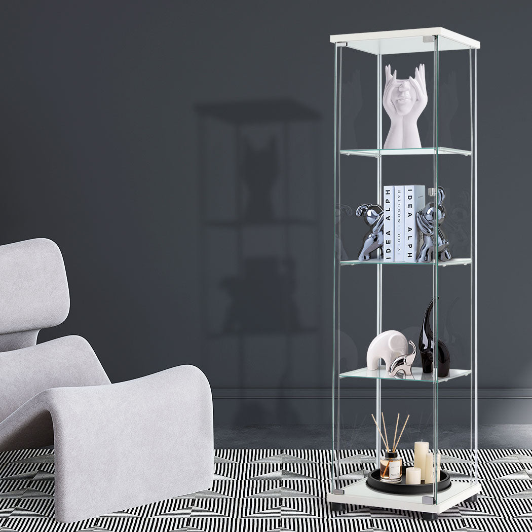 Stacked Display Cabinet Tempered Glass White