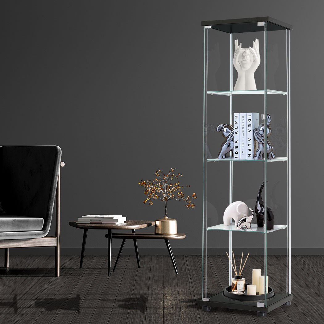 Stacked Display Storage Cabinet Glass Black