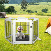 PaWz 6 Panels Pet Dog Playpen Puppy White-1942352754211164167