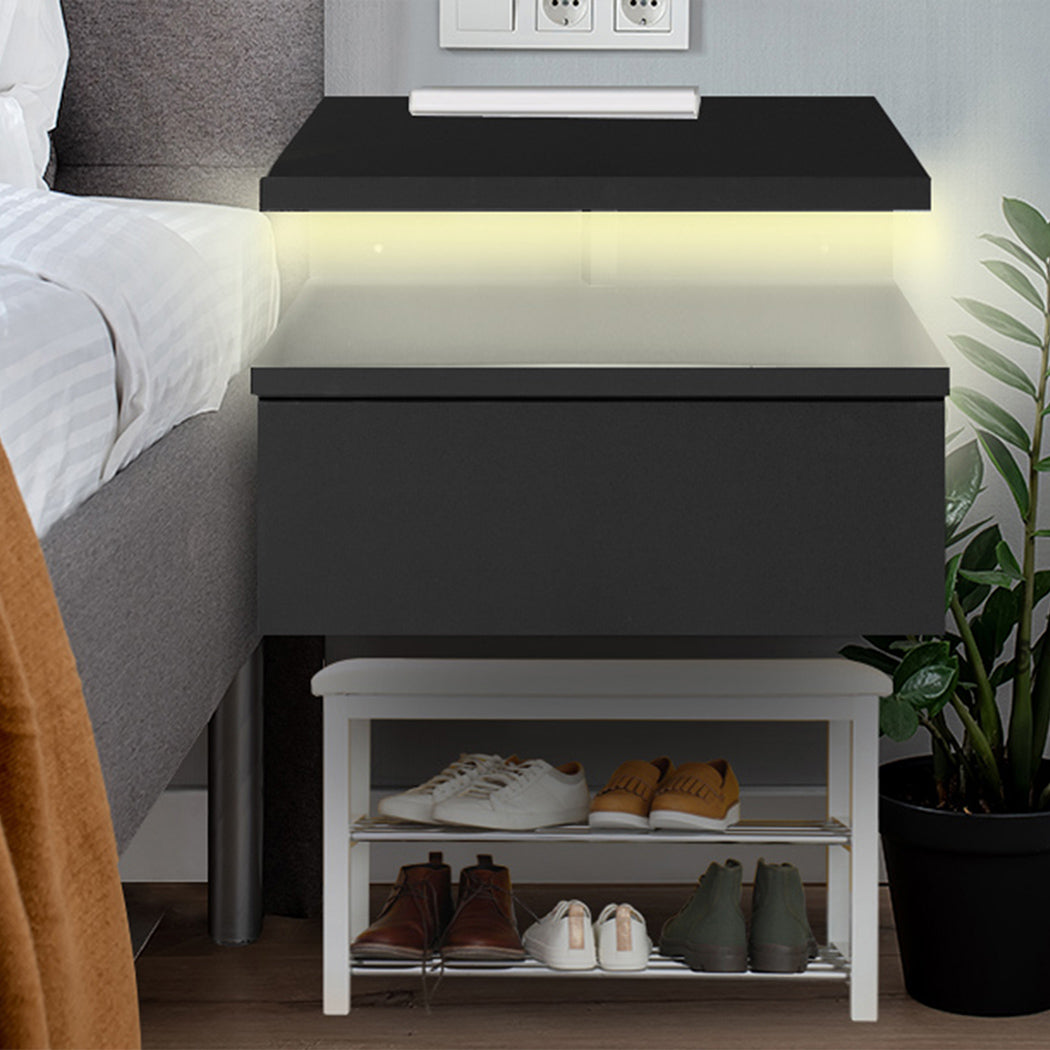 Levede 2x Bedside Tables Side Table Black