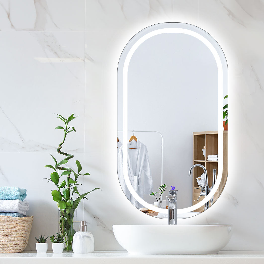 EMITTO LED Wall Mirror Oval Anti-fog 50x90cm