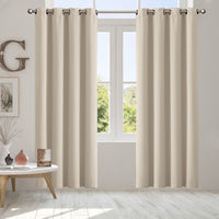 2x Blockout Curtains Panels 3 Layers Beige CD1003-132X213-GR