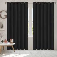 2x Blockout Curtains Panels 3 Layers Black