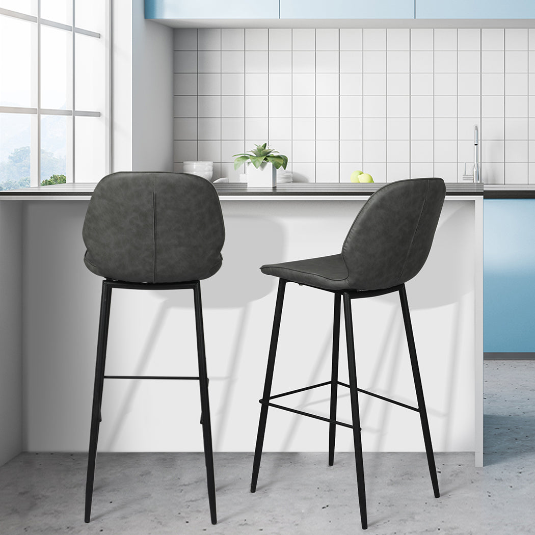 Levede 2x Bar Stool Barstools Counter Grey