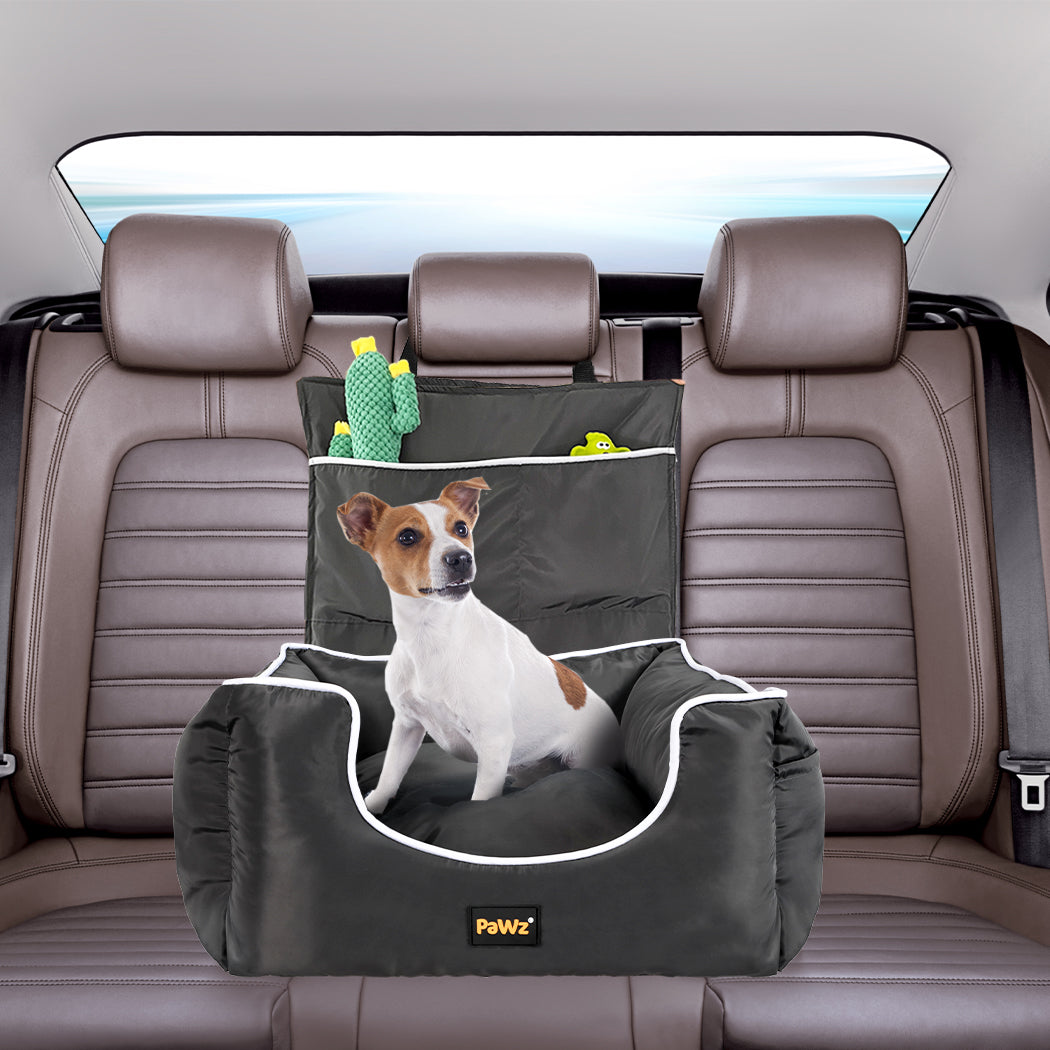 PaWz Dog Car Booster Seat Belt Pet Backrest Grey-1942352757189120007