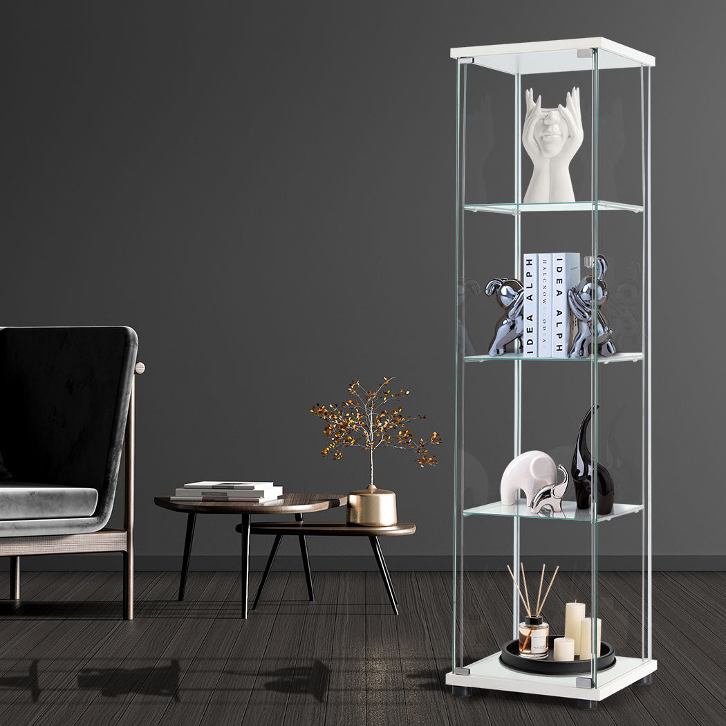 Stacked Display Cabinet Tempered Glass White