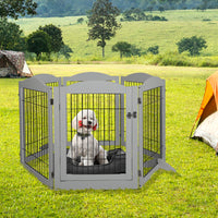 PaWz 6 Panels Pet Dog Playpen Puppy Grey