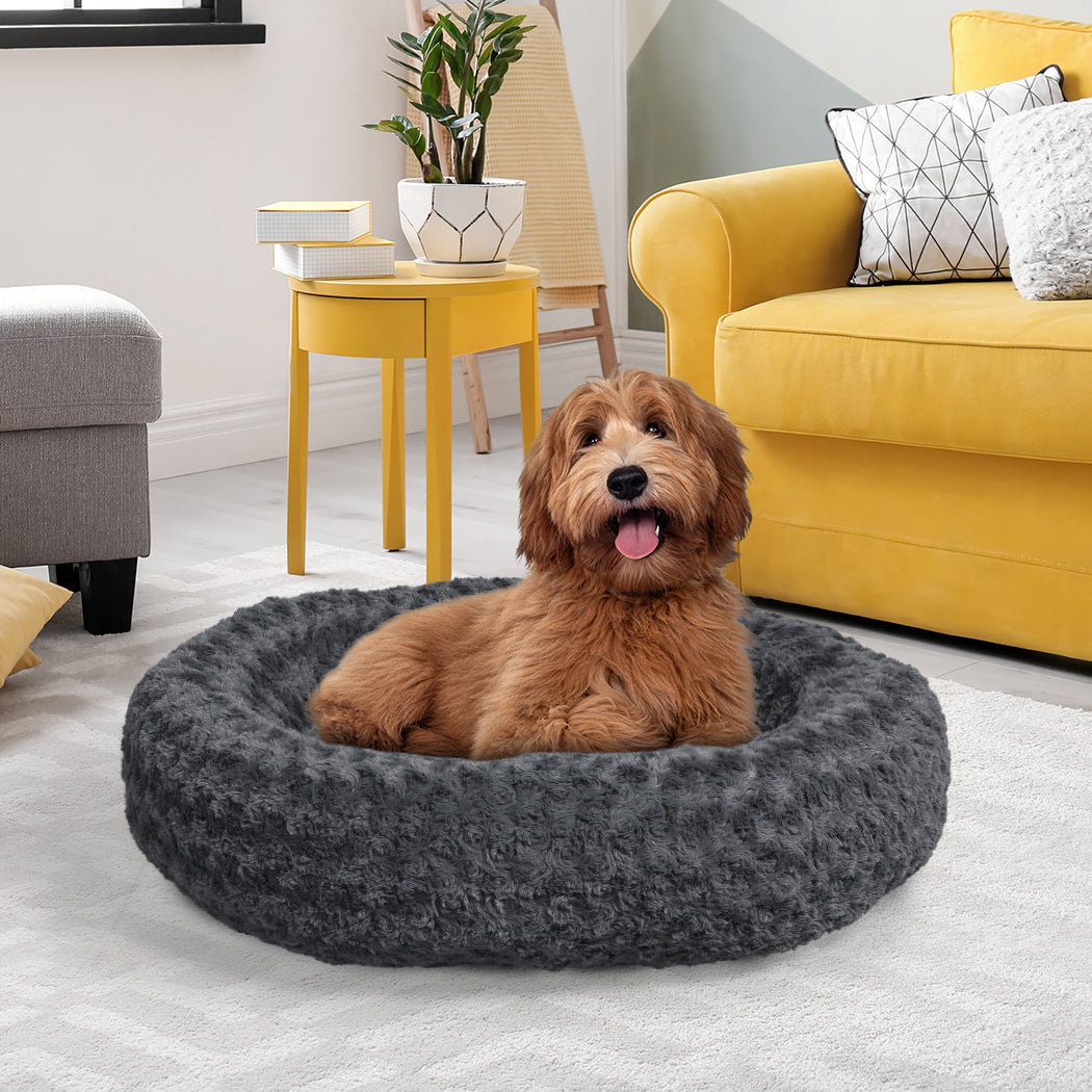PaWz Calming Dog Bed Warm Soft Plush M Dark Grey Medium-1942352744815923207