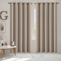 2x Blockout Curtains Panels 3 Layers Beige