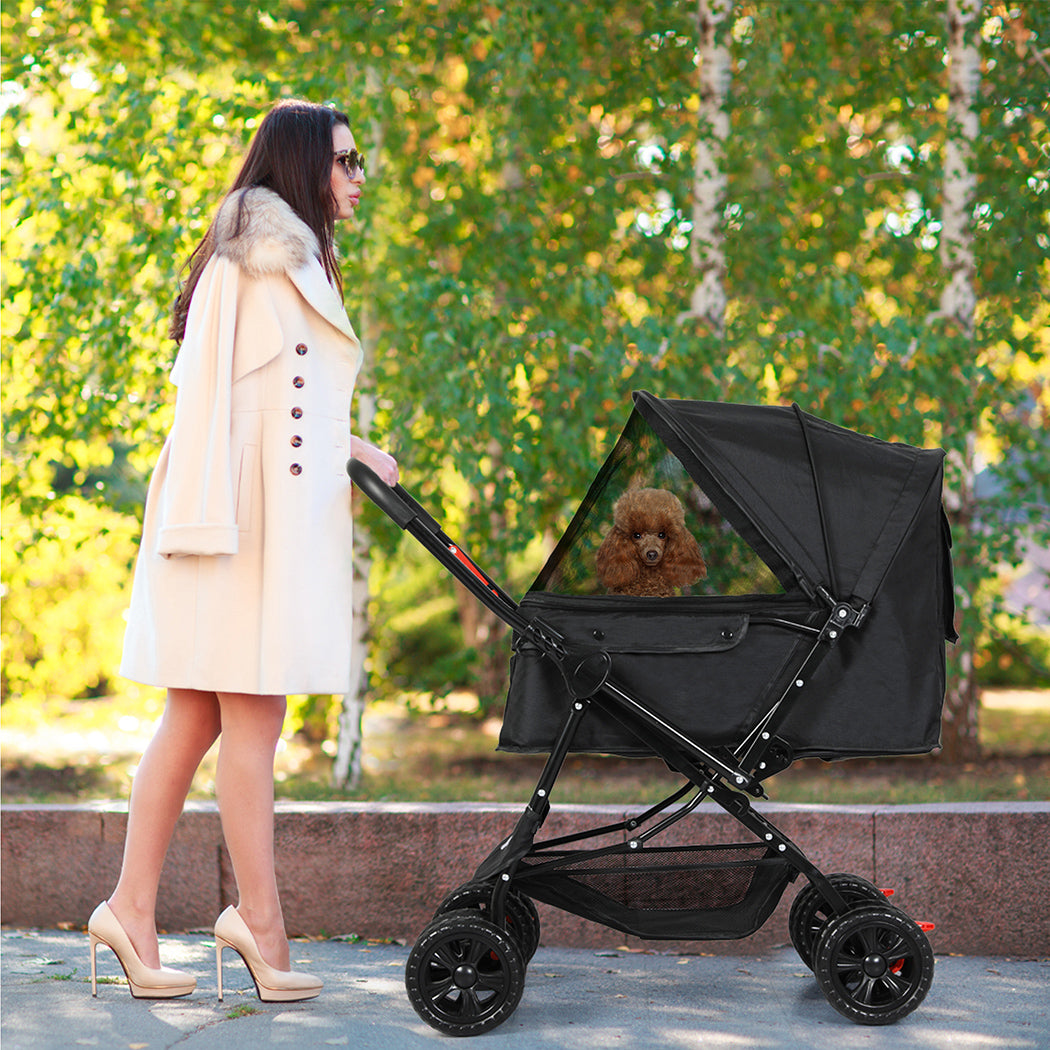 PaWz Pet Stroller Dog Cat Carrier Foldable Black-1942352821340999687