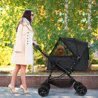 PaWz Pet Stroller Dog Cat Carrier Foldable Black-1942352821340999687