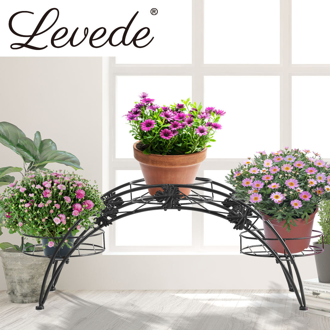 2X Plant Stand Outdoor Indoor Metal Black