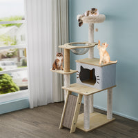 Pawz Cat Tree Tower Scratcher Wood Condo House 120cm-1942353719345680391