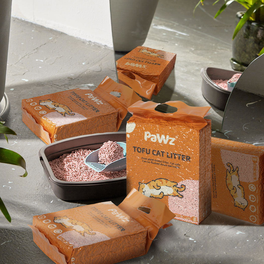 PaWz 2.5kg Tofu Cat Litter Clumping Peach x12-1942353631525343238