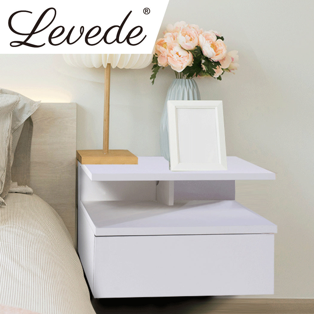 Levede 2x Bedside Tables Side Table White