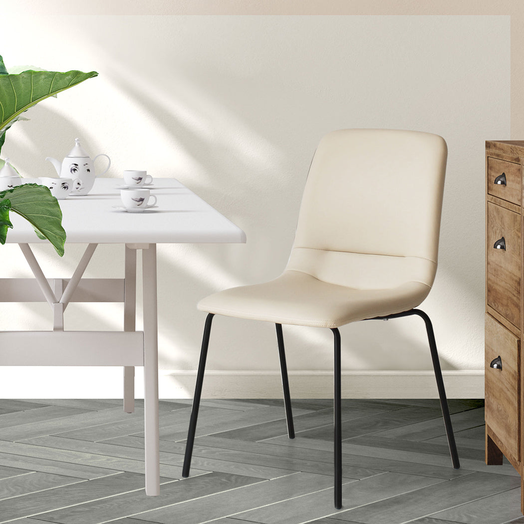 Levede Stackable Dining Chairs Kitchen Beige