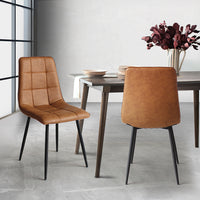 Levede 4x Dining Chairs Kitchen Chair Brown Faux Leather