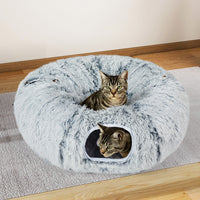 Pawz Cat Tunnel Foldable Fluffy Plush Play Tube Grey-1942353692246282246