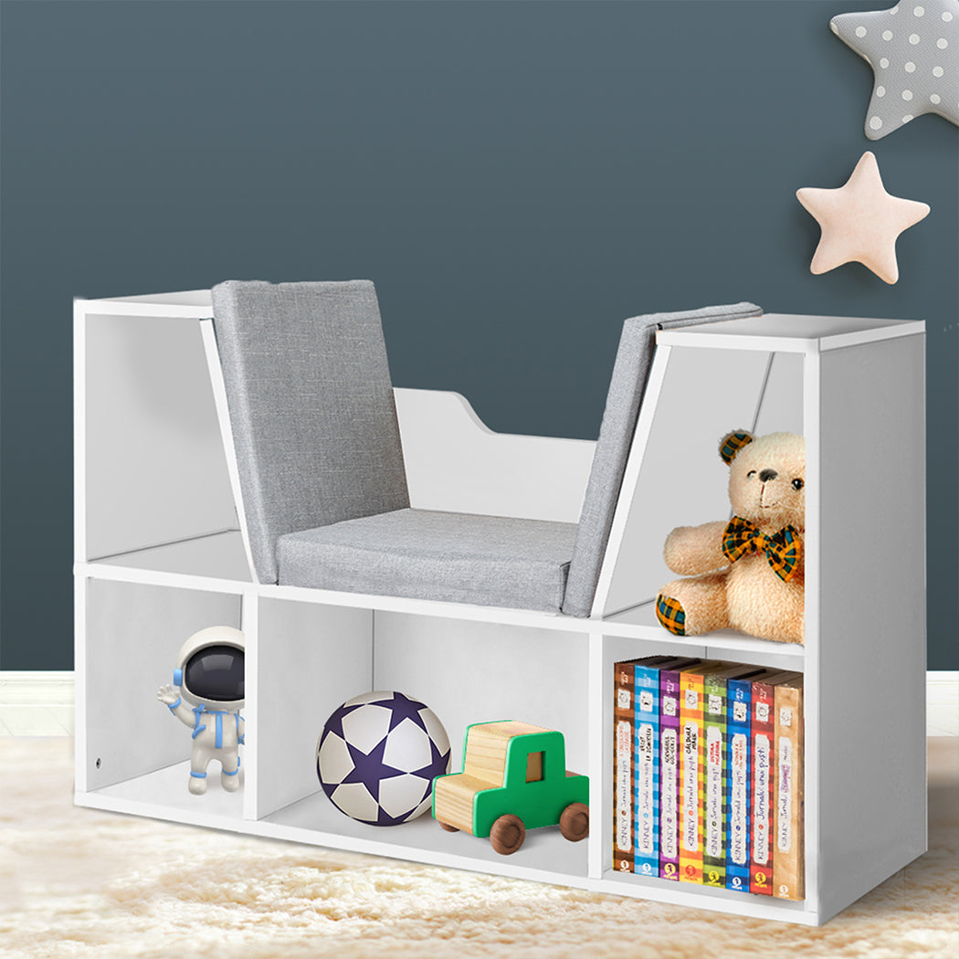 Levede Kids Bookcase Toys Box Shelf White