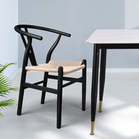 Levede 2x Dining Chairs Wooden Hans Black