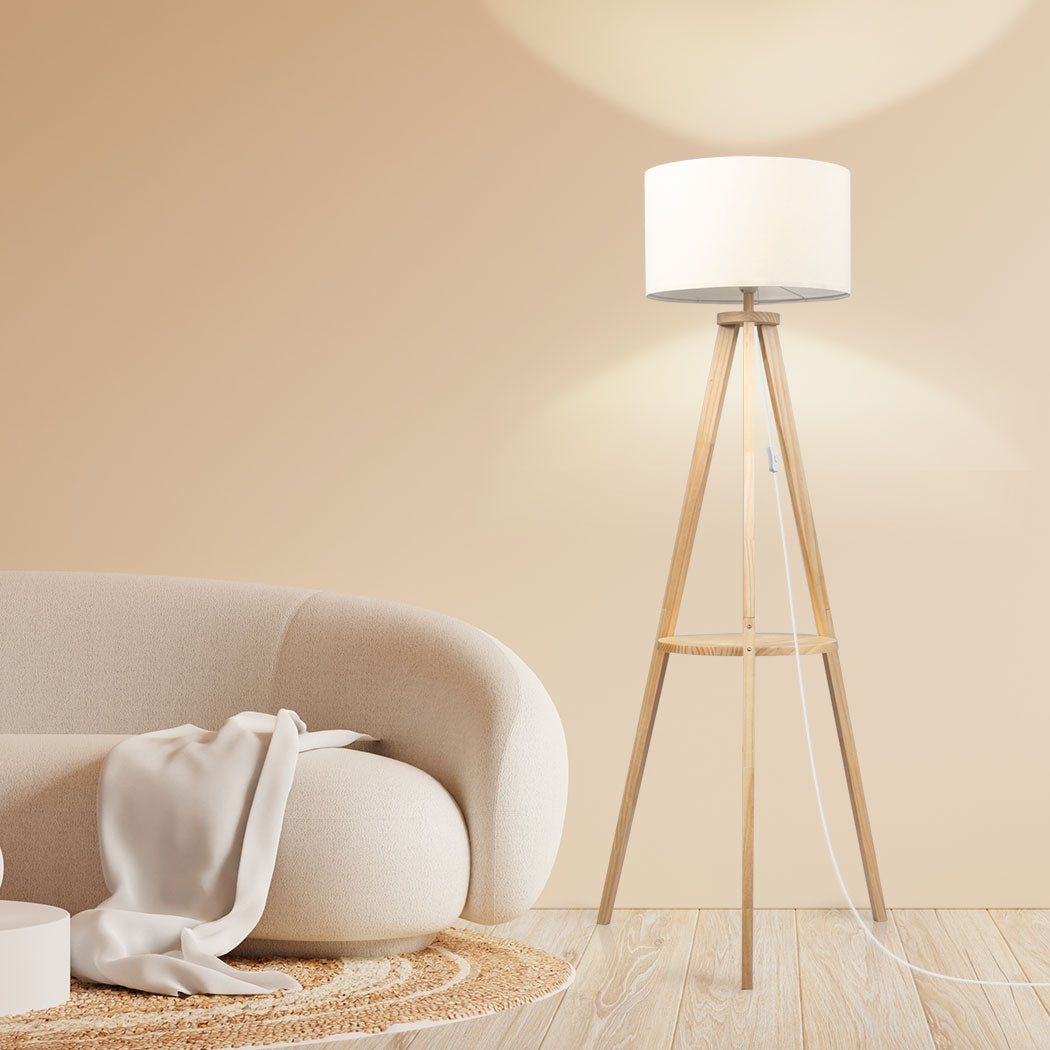 EMITTO Tripod Floor Lamp with Shelf