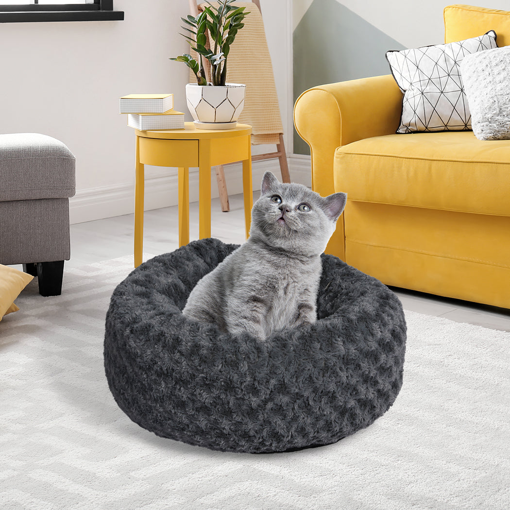 PaWz Calming Dog Bed Warm Soft Plush S Dark Grey Small-1942352744987889671