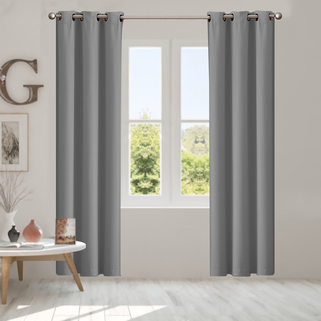 2x Blockout Curtains Panels 3 Layers Grey