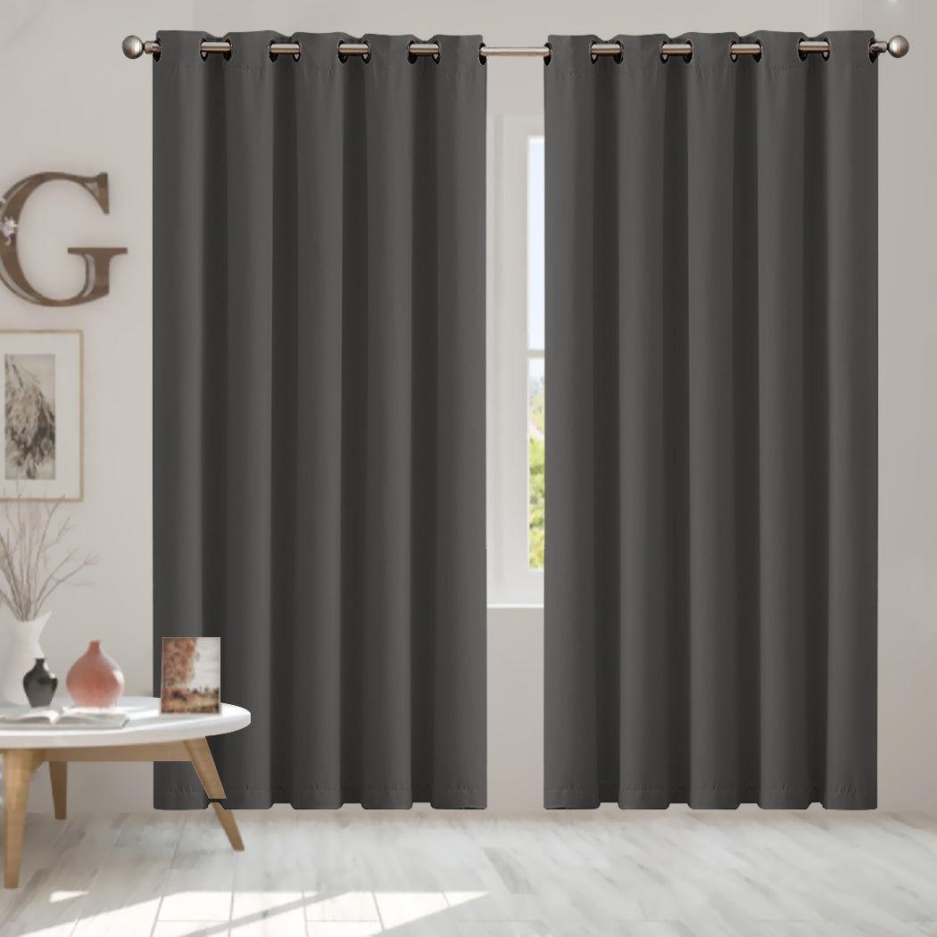 2x Blockout Curtains Panels 3 Layers Charcoal