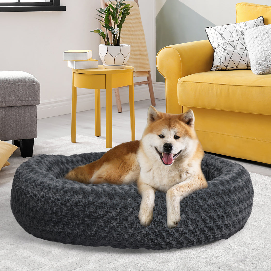 PaWz Calming Dog Bed Warm Soft Plush XL Dark Grey X-Large-1942352745151467527