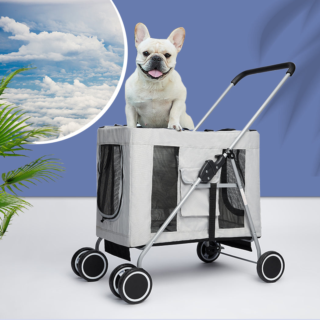 PaWz Pet Stroller Dog Cat Cage Carrier Grey-1942353065487241222