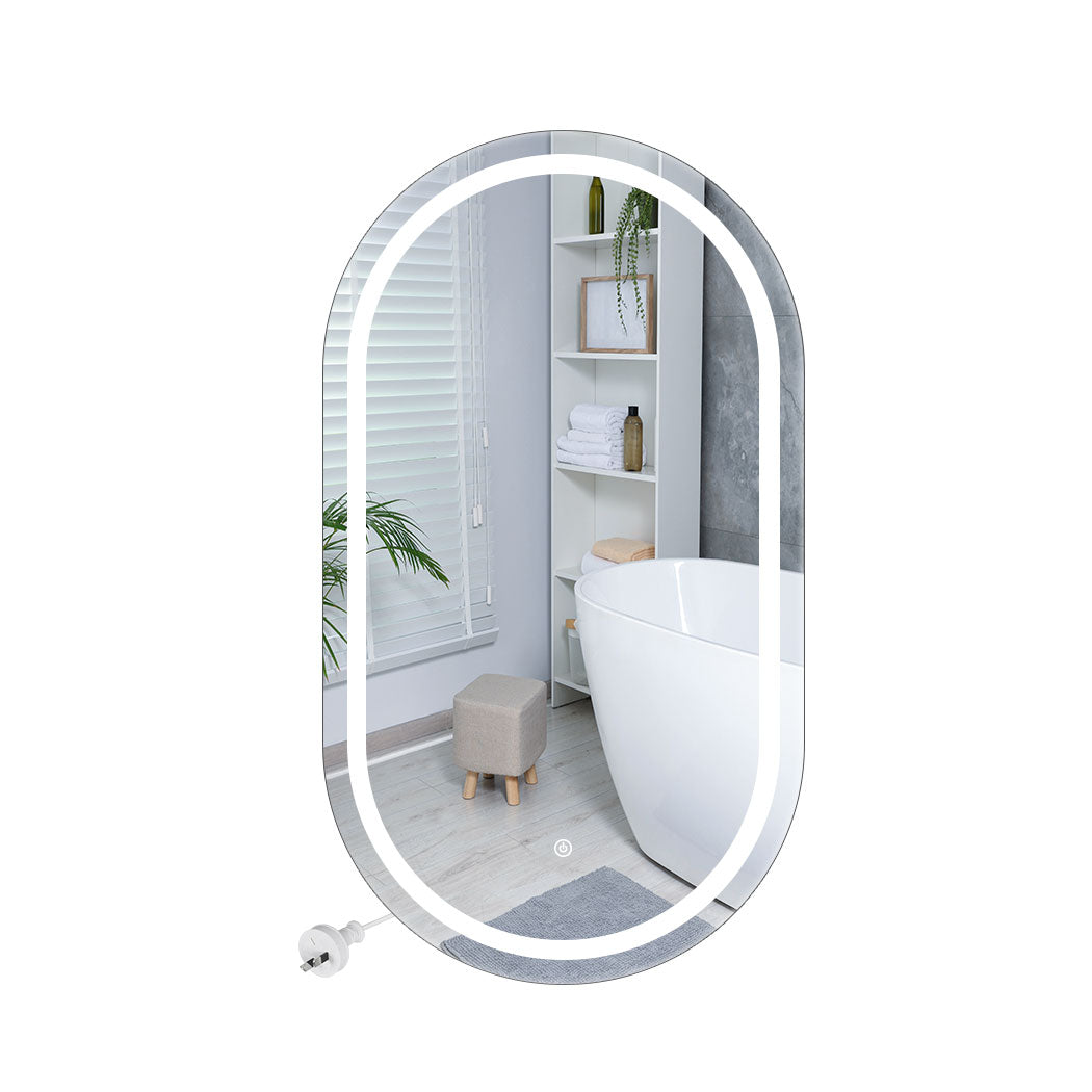 EMITTO LED Wall Mirror Oval Anti-fog 50x90cm