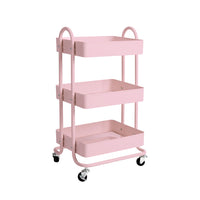 Levede 3 Tiers Kitchen Trolley Cart Pink