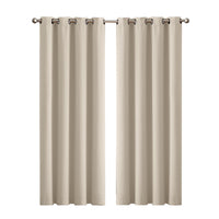 2x Blockout Curtains Panels 3 Layers Beige CD1003-132X213-GR
