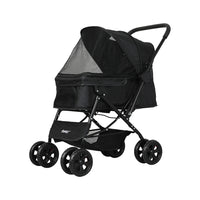 PaWz Pet Stroller Dog Cat Carrier Foldable Black-1942352821340999680