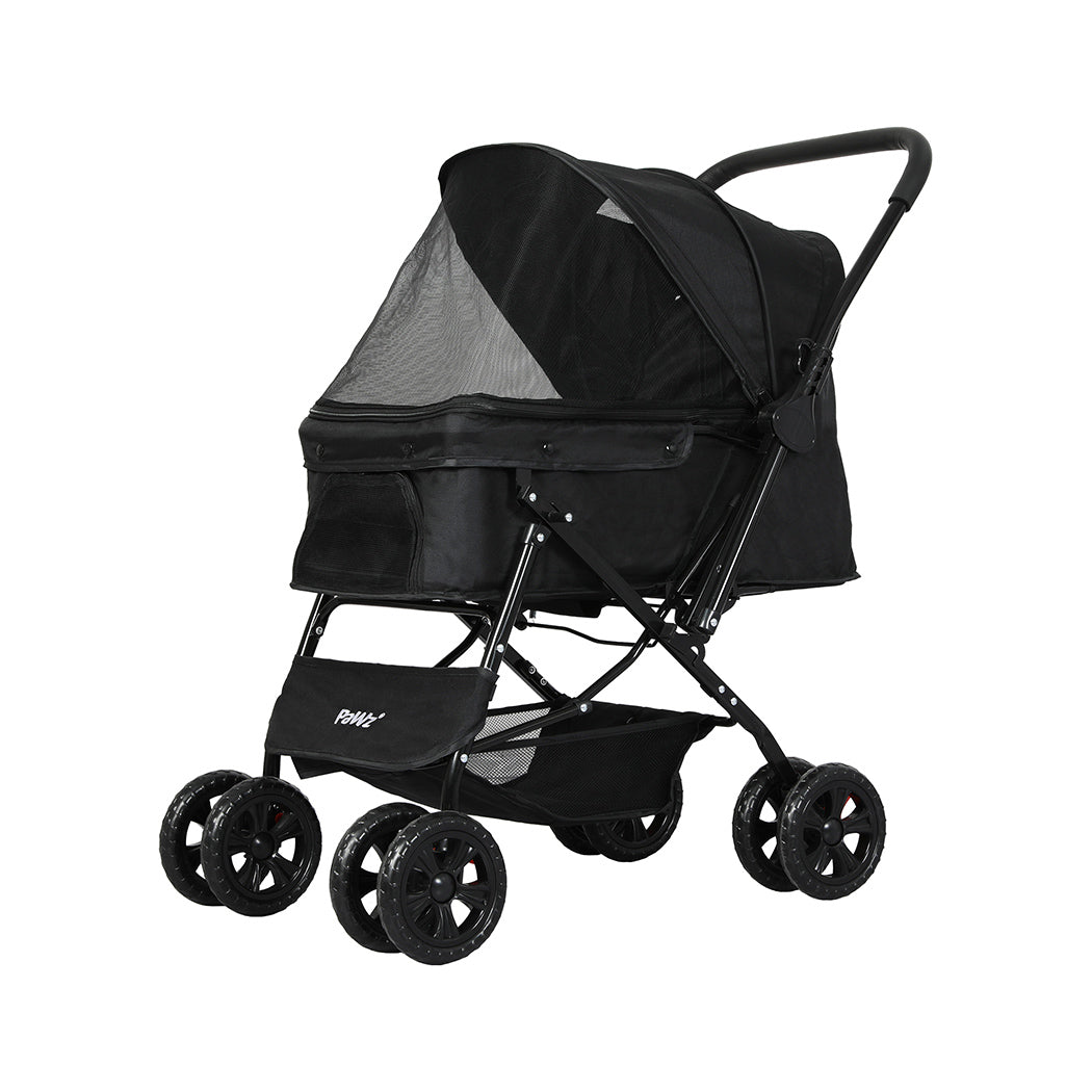 PaWz Pet Stroller Dog Cat Carrier Foldable Black-1942352821340999680
