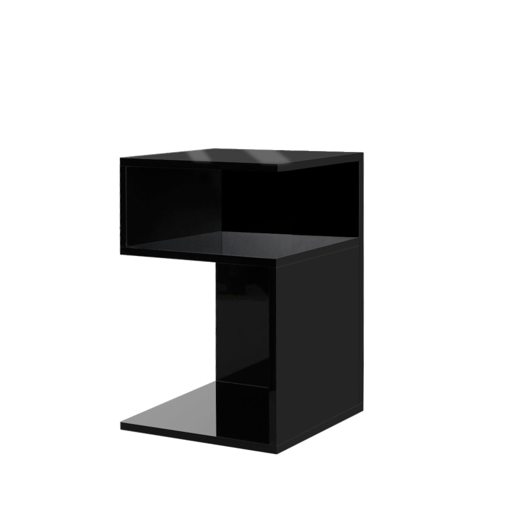 Levede 1xBedside Tables Drawers Side Black