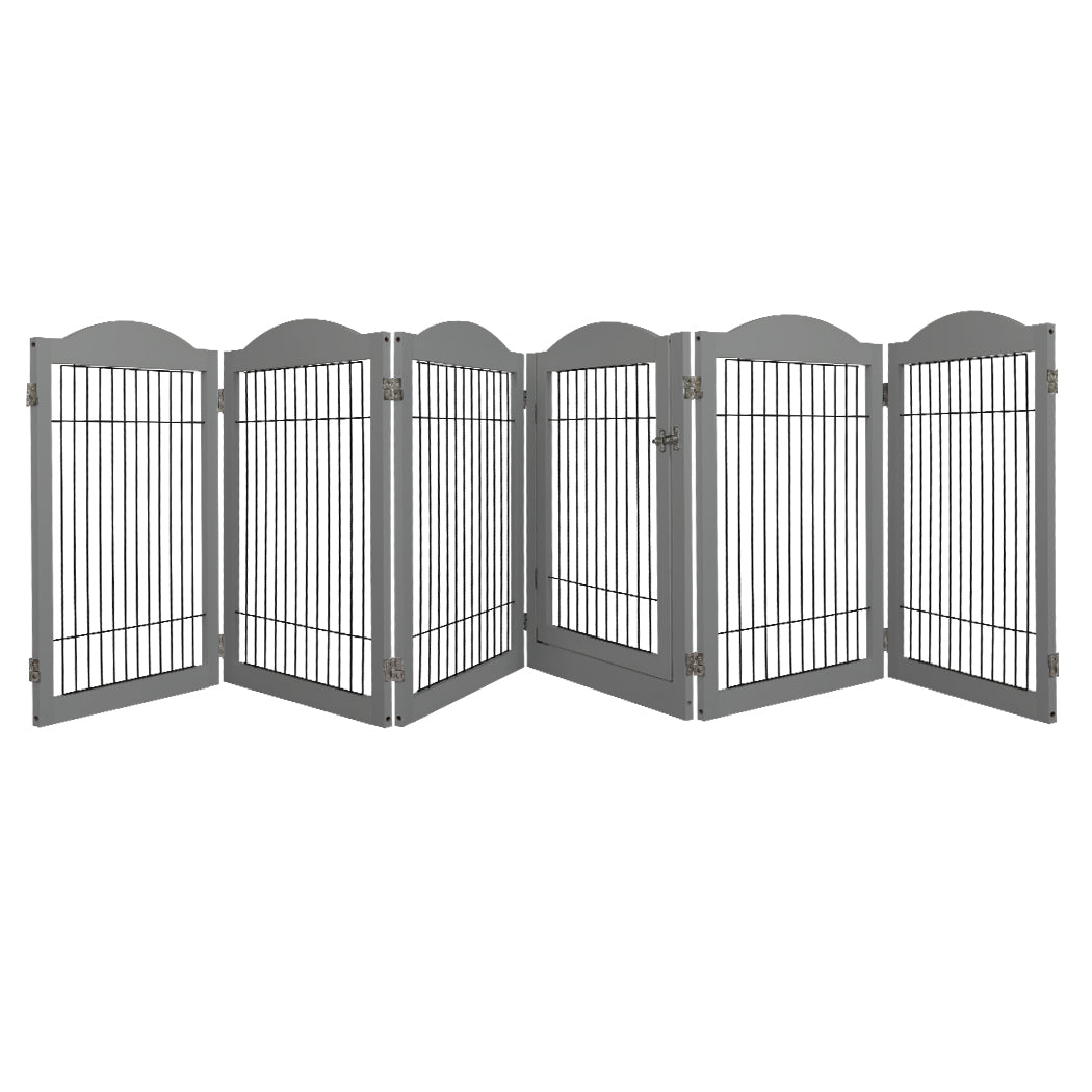 PaWz 6 Panels Pet Dog Playpen Puppy Grey-1942352754043392000
