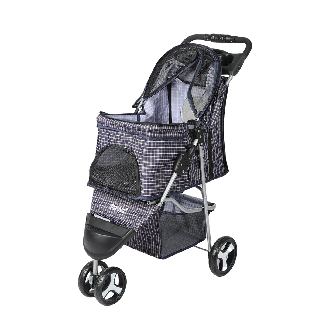PaWz Large Pet Stroller Dog Cat Carrier Plaid-1942352820149817344