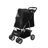 PaWz 4 Wheels Pet Stroller Dog Cat Cage Black-1942352820325978112