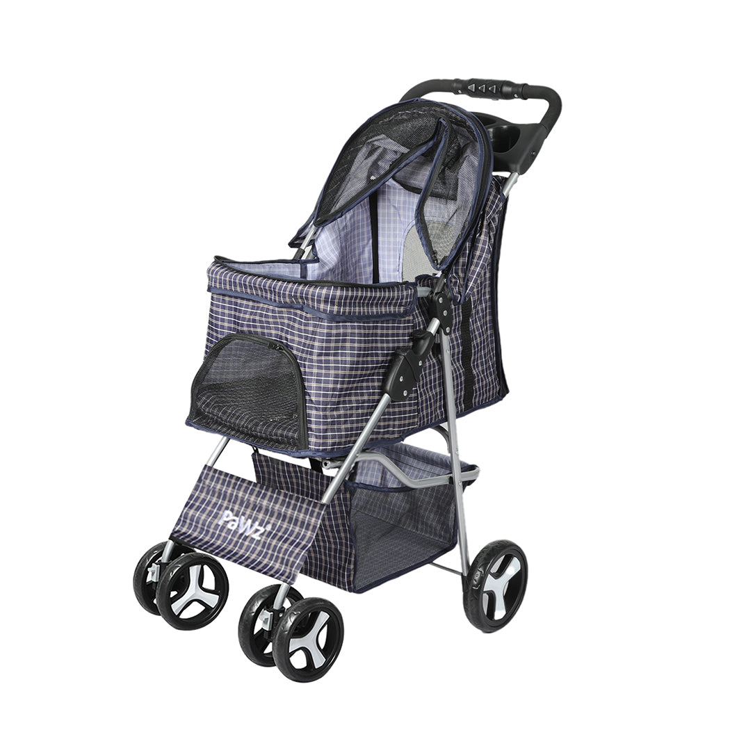 PaWz Large Pet Stroller Dog Cat Carrier Plaid-1942352820493750272